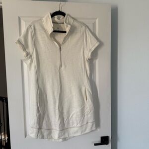 Tommy Bahama Cream Short Sleeve Tobago Zip-Up Dress